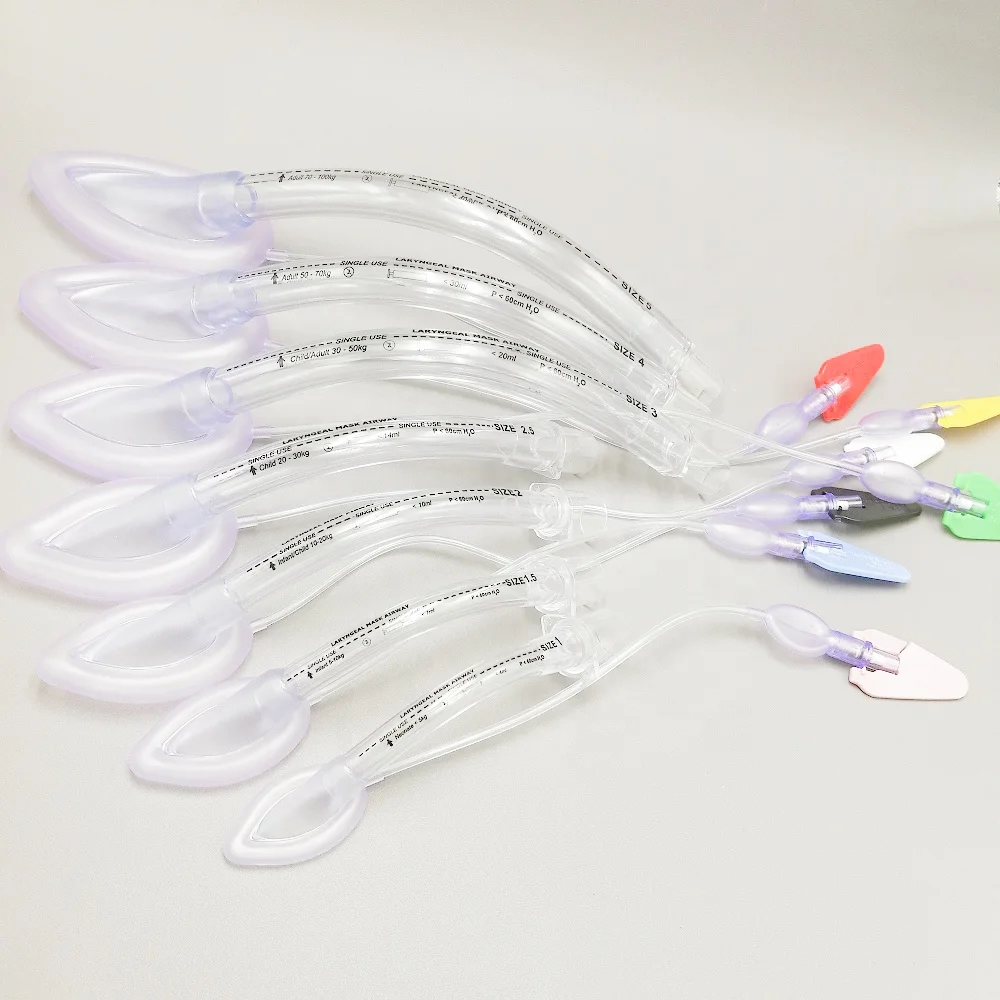 2022 China Low Price Medical Reinforced Flexible Disposable PVC & Silicone Curved Soft Cushion Anesthesia Laryngeal Mask Airway