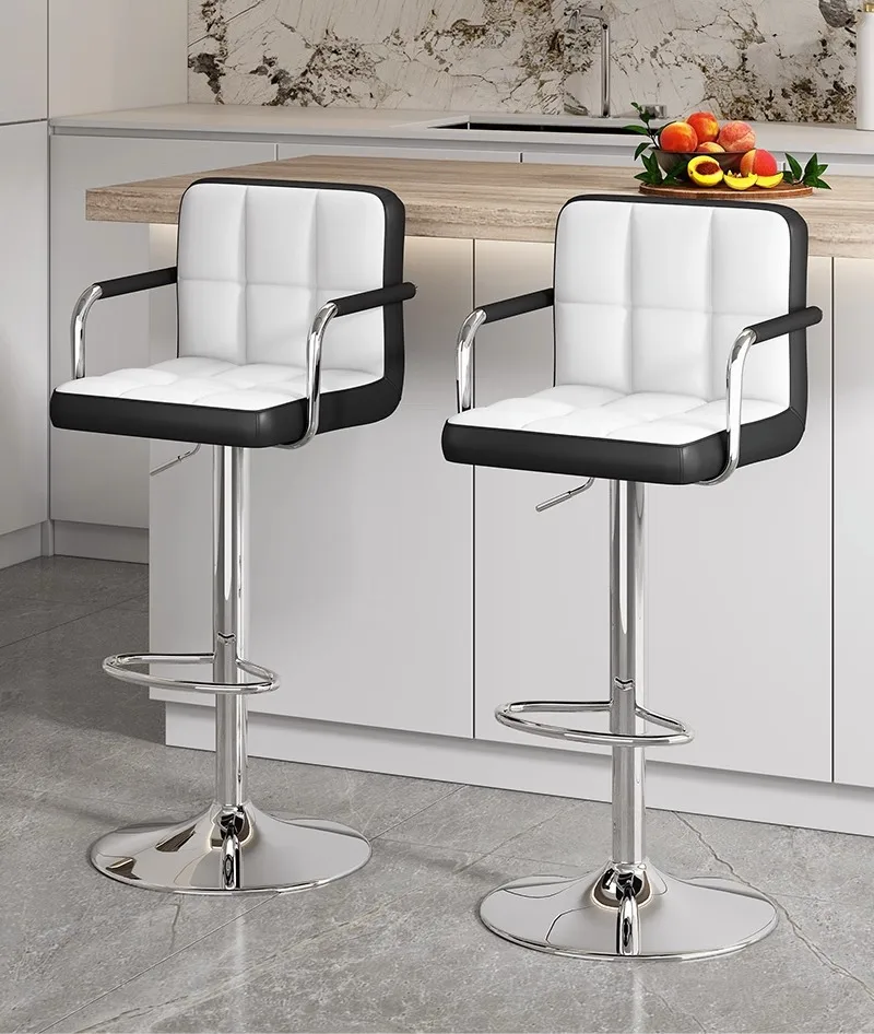Modern light luxury adjustable bar chairs High back swivel bar stools for restaurant bar