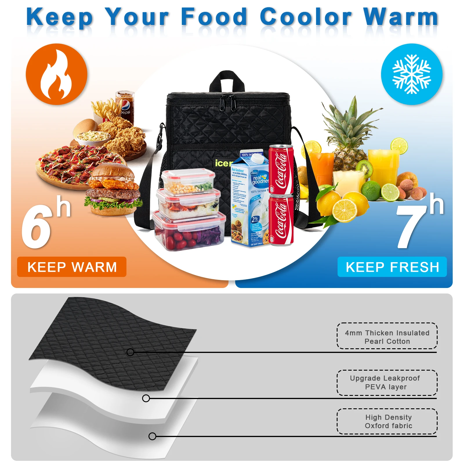 Eco Friendly Thermostat Outdoors Picnic Insulated Thermal Lunch Polyester Lunch Cooler Bag
