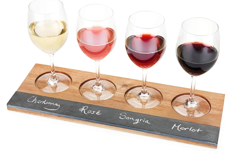 beer glasses wine flight boards Tasting Sampler Set with 4 Beer Glasses Gift Paddle Design wood Beer Flight Board