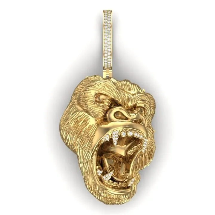 
real gold plating customized pendant custom angry gorilla face pendant 