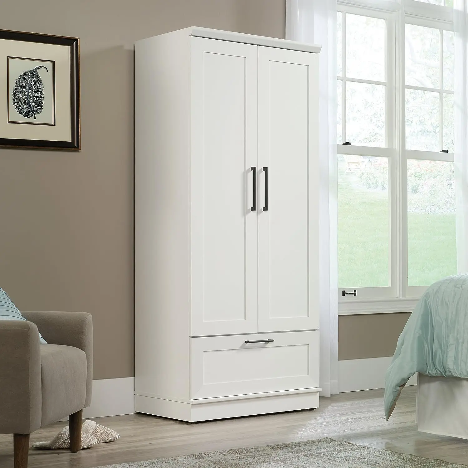 Шкаф-шкаф Sauder HomePlus \/Шкафы для кладовой л: 29 06 № 34; x W: 20 95 #; H: 71 18 мягкий белый