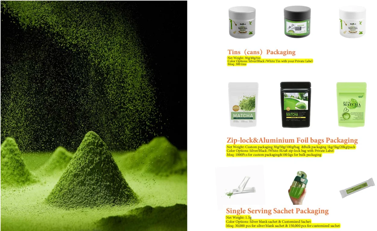 Japan Pure Matcha Powder Organic Matcha Green Tea Certified Macha Ceremonial Grade Tea Macha japanese Matcha Green Tea