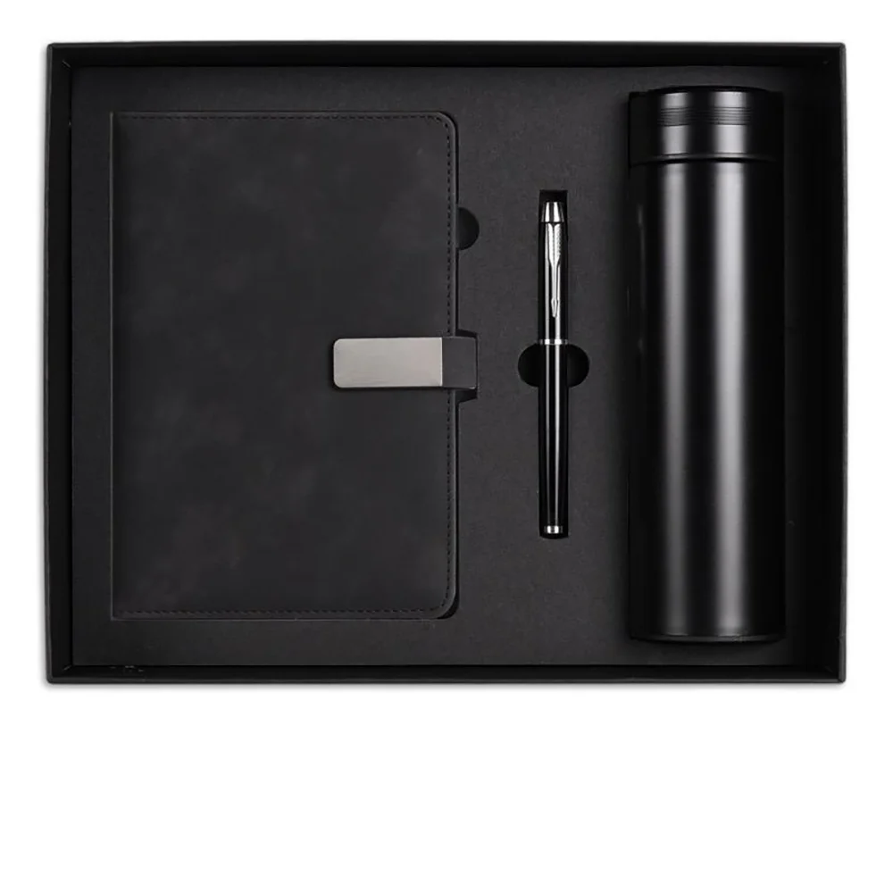 luxury gift box packaging a4a5 tumbler notebook leather cover with gift box corporate logo custom white notebook set