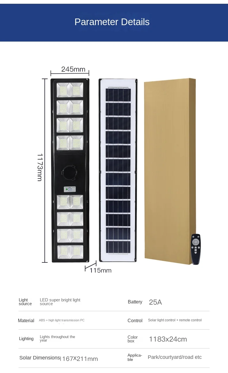High Lumen Led Integrated Abs Engineering Material Ip65 Solar Street Lights