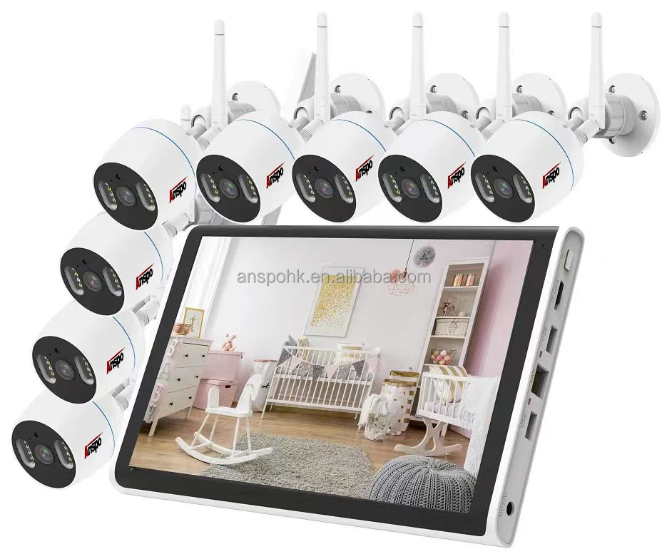 3MP FULL HD 8CH wifi kit with 10.1 inch display Waterproof camera monitor Wifi NVR Kit IP CCTV Camera System set plug and play