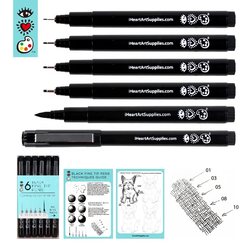 Black Pigment Ink pens Waterproof for Art Sketching and Writing