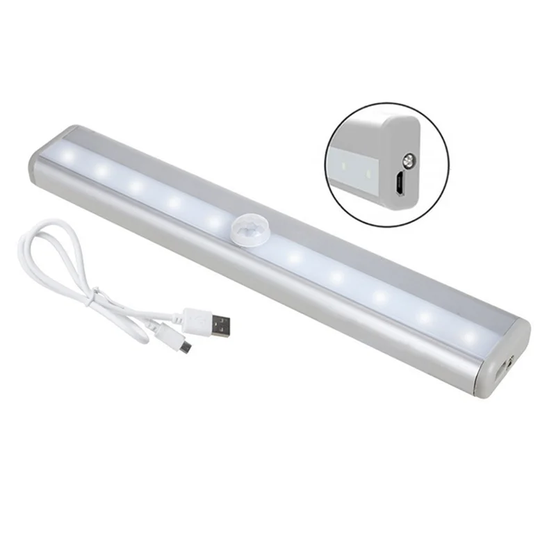 Магнитный беспроводной светодиодный ночник, перезаряжаемый светильник для шкафа под давлением, с датчиком движения, освещение для чулана, лестницы, кухни, гардероба