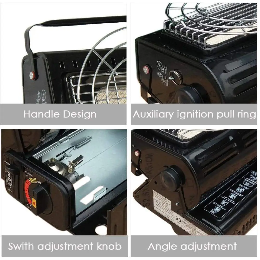 JSJM 1300W Gas Heater Dual-use Camping Heater Portable Gas Oven for Heating Cooking