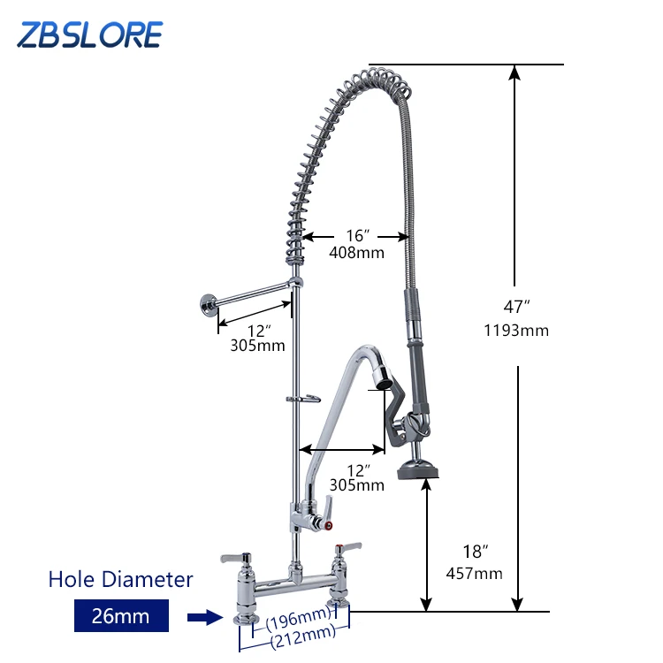 3-year Warranty Mixed Faucet Pre Rinse Commercial Kitchen Faucet Sprayer With Wall Bracket