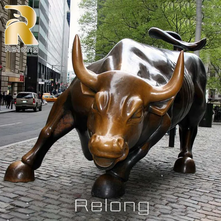 Famous High Quality Life Size Wall Street Bronze Bull Statue Sculpture