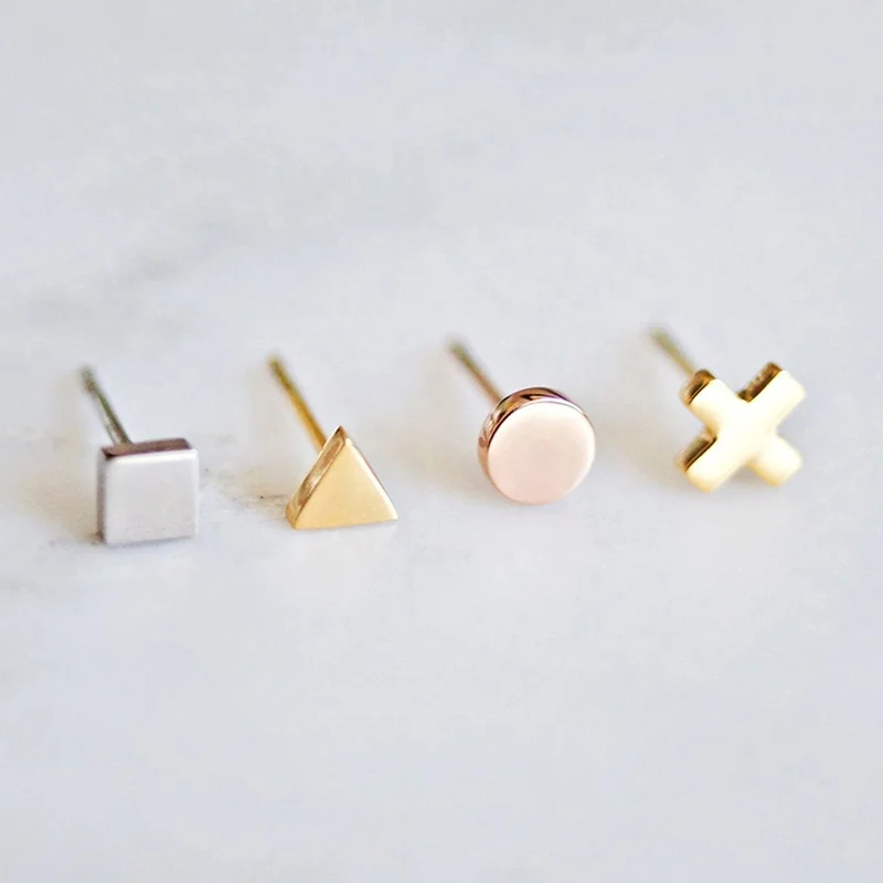 Minimalist Round Earrings Women Classic Luxury Jewelry Trendy 14k Gold Wholesale Stainless Steel Fine Earrings Studs