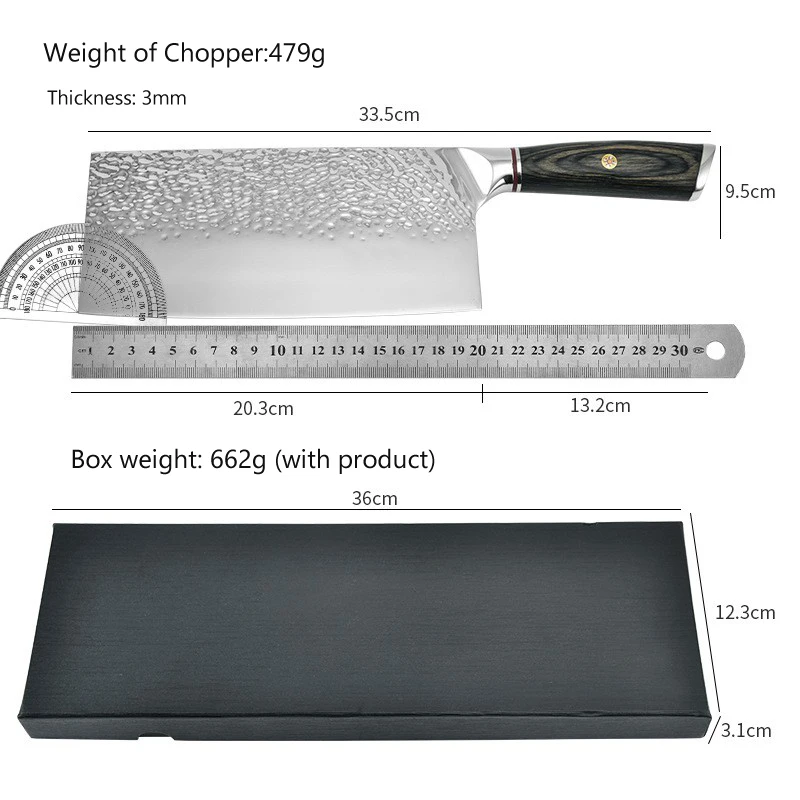 Stainless Steel Forged Hammer Pattern Chopping Knives Durable and Eco-Friendly Kitchen Household Knives for Kitchen Cutting