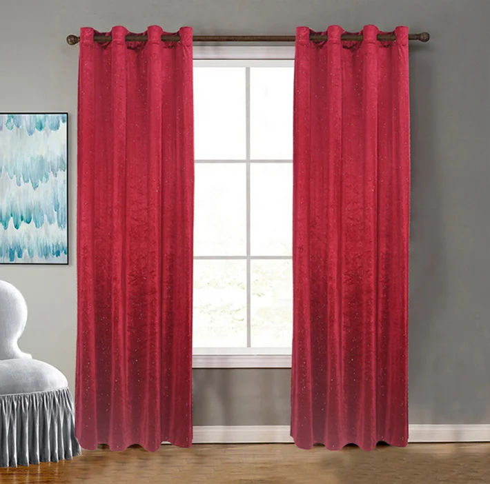 Bindi Home Decoration Cheap Ready Made Hot Stamping Silver Luxury Blackout Long Curtain for Bedroom