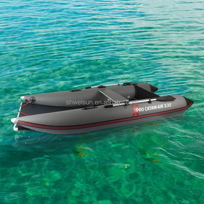 Factory Directly Inflatable 3.35 Dinghy 5 Person Speed Fishing Boat with Air Deck Hull Floor Speed Boat