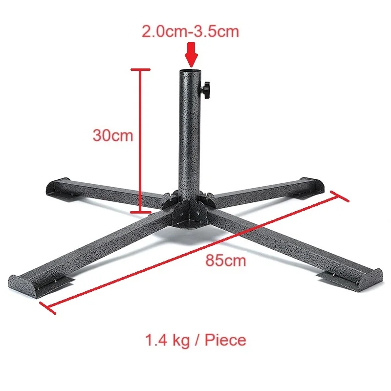 factory Heavy Stand Folding Adjustable Portable Sunshade Beach Umbrella Holder,Metal Cross four feet base white umbrella