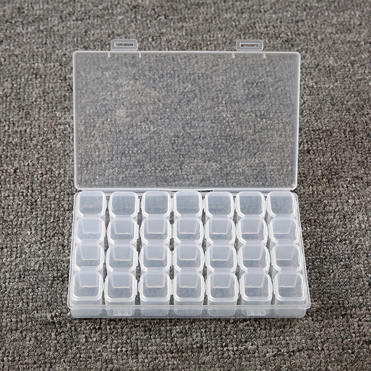 Rectangle Spot 28 Grid Flip Transparent Plastic Box Diamond Painting Storage Box