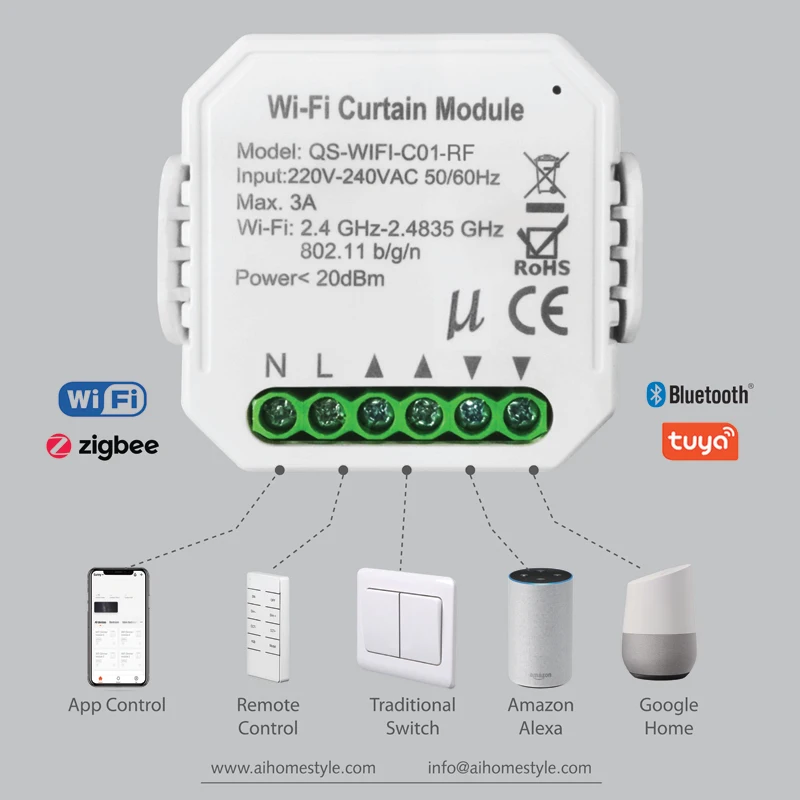 smart life tuya app alex google home voice control curtain wifi wall switch module