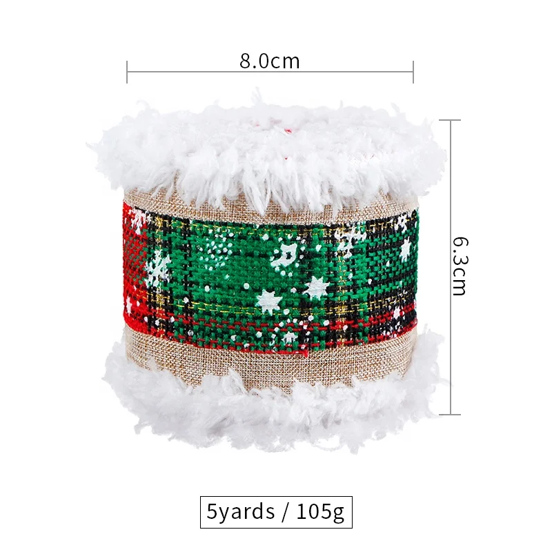 MSD Ribbon Wholesale Christmas Tree Wired Ribbon 2.5 Inch Burlap Ribbon for DIY Wreaths Wrapping Crafts Decoration