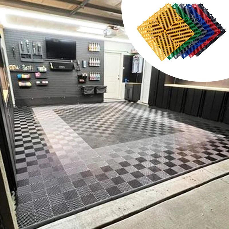 50Cm High Strength Corner Floor Connectors Puzzle Flat Car Washing Turf Tile Plastic Garage Flooring For 4S Shop