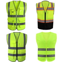 2022 Cheap Manufacturer Led  Hi-Vis Safety Reflective Vest With Big Pockets For Outdoor Construction Site