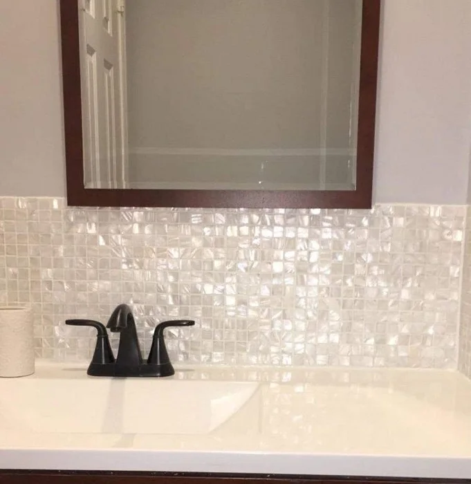 10-Pack Square Shell Glass Mosaic For Kitchen Backsplashes Bathroom Walls Spa Pool Tiles