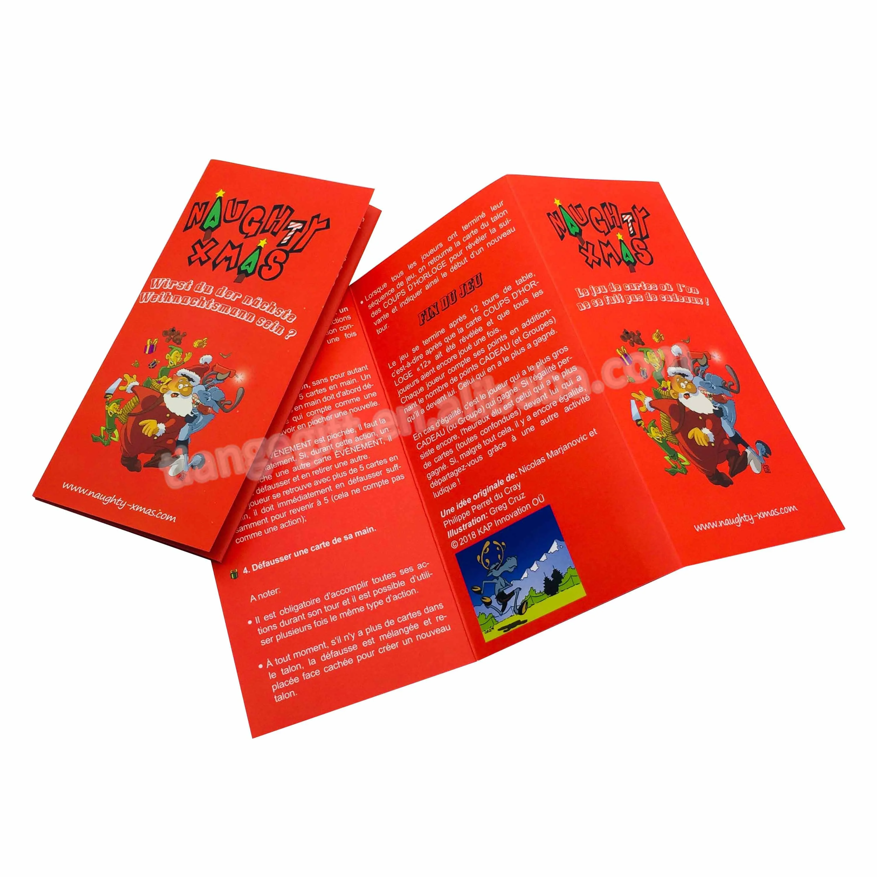 Custom high quality christmas red family blue core paper card games with rigid box