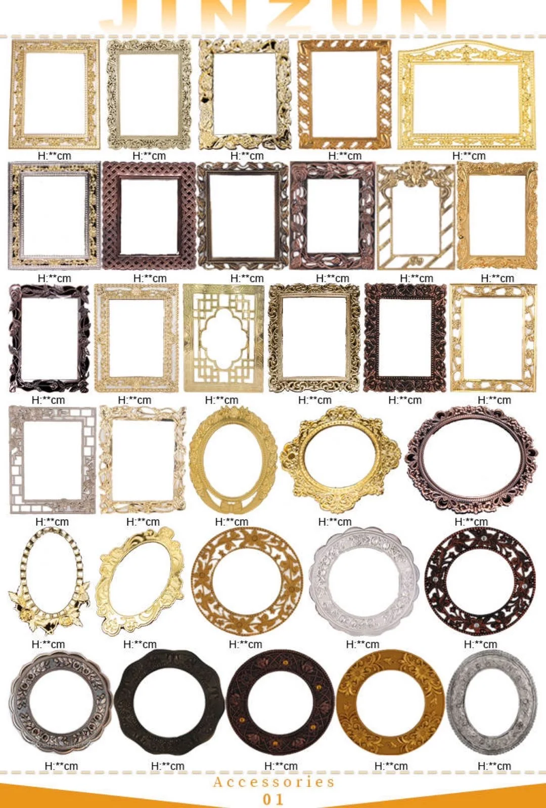 Yiwu factory gold square bulk frames high quality decorative plastic mirror frames photo effect funny pictures