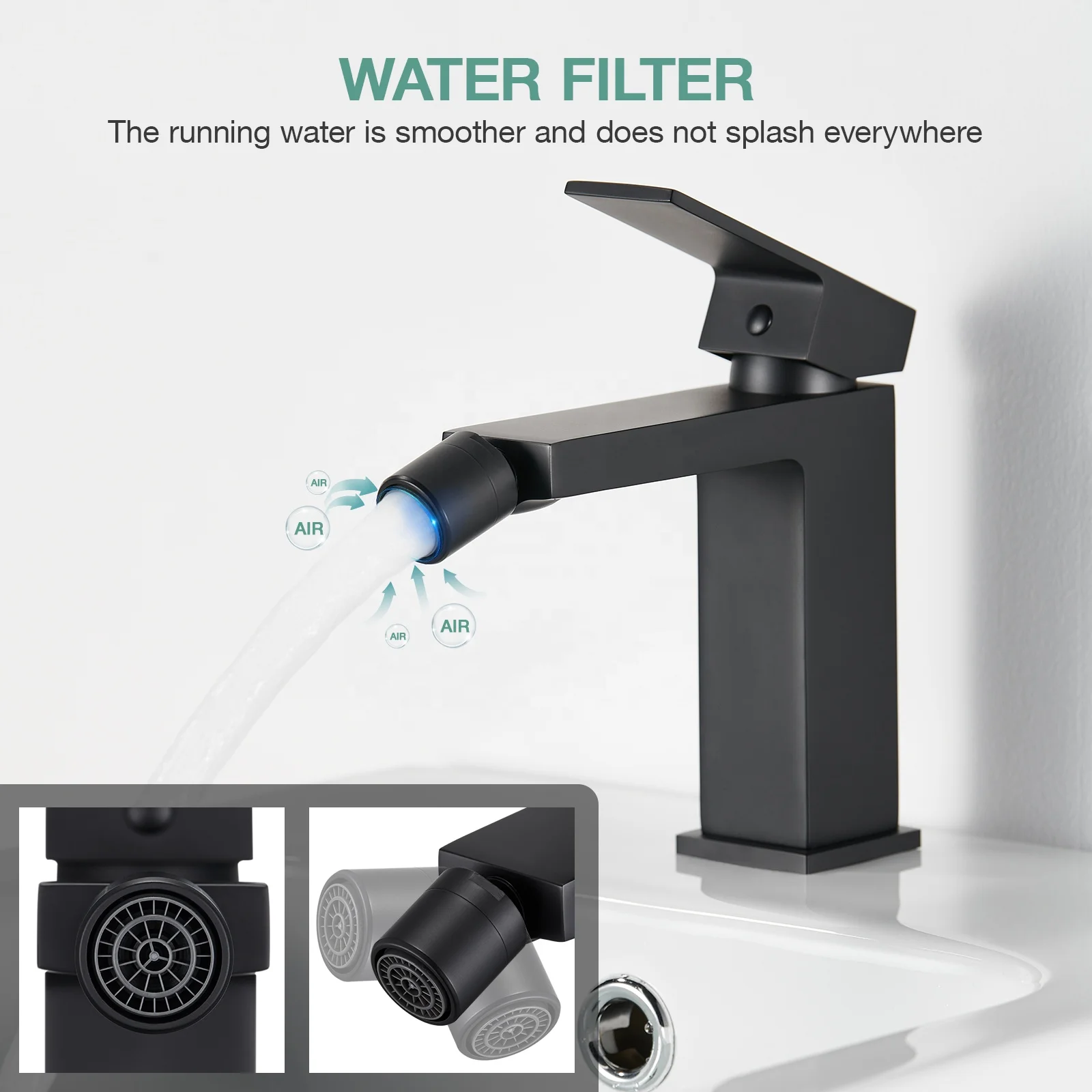 Luxury Mount Bathroom Tap Cold Hot Water Mixer Taps  Black Bidet Faucet Single Handle Bidet Mixer