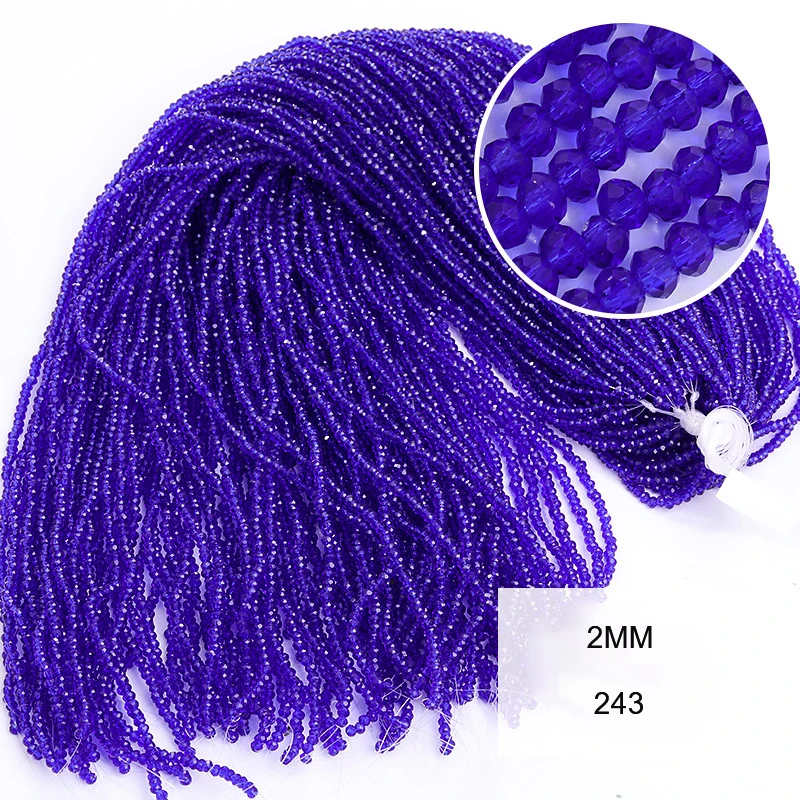 Xichuan 2mm 24 Colors Glass Beads With Holes Round Crystal Loose Faceted Rondelle Glass Crystal Beads