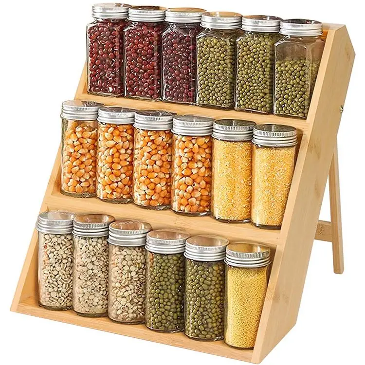 Chinese Factory Direct Selling Multifunctional Seasoning Rack Organizer 3 Tier Spice Rack Bamboo