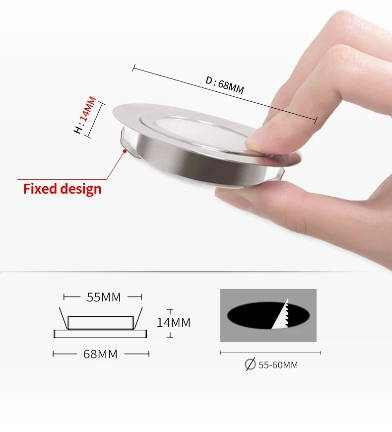 LED Ultra-thin 3W Embedded Small Spotlight Ceiling DC12V Kitchen Bathroom Mirror Headlights Built in Spotlight Mini Downlight