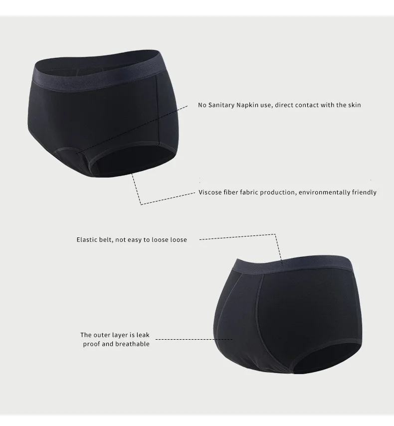 New Arrival New Colors Absorbent 4 Layers Leak Proof Cotton Period Panties Underwear for Women
