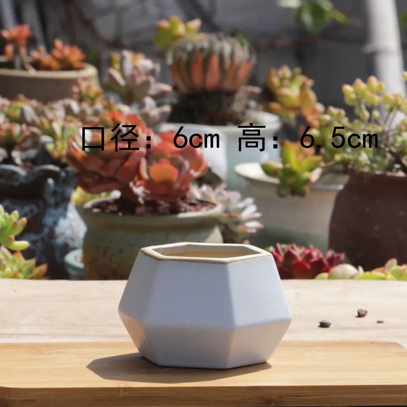 European style simple succulent flower pot wholesale Breathable pots Geometric ceramic basin Black and white creative flower pot