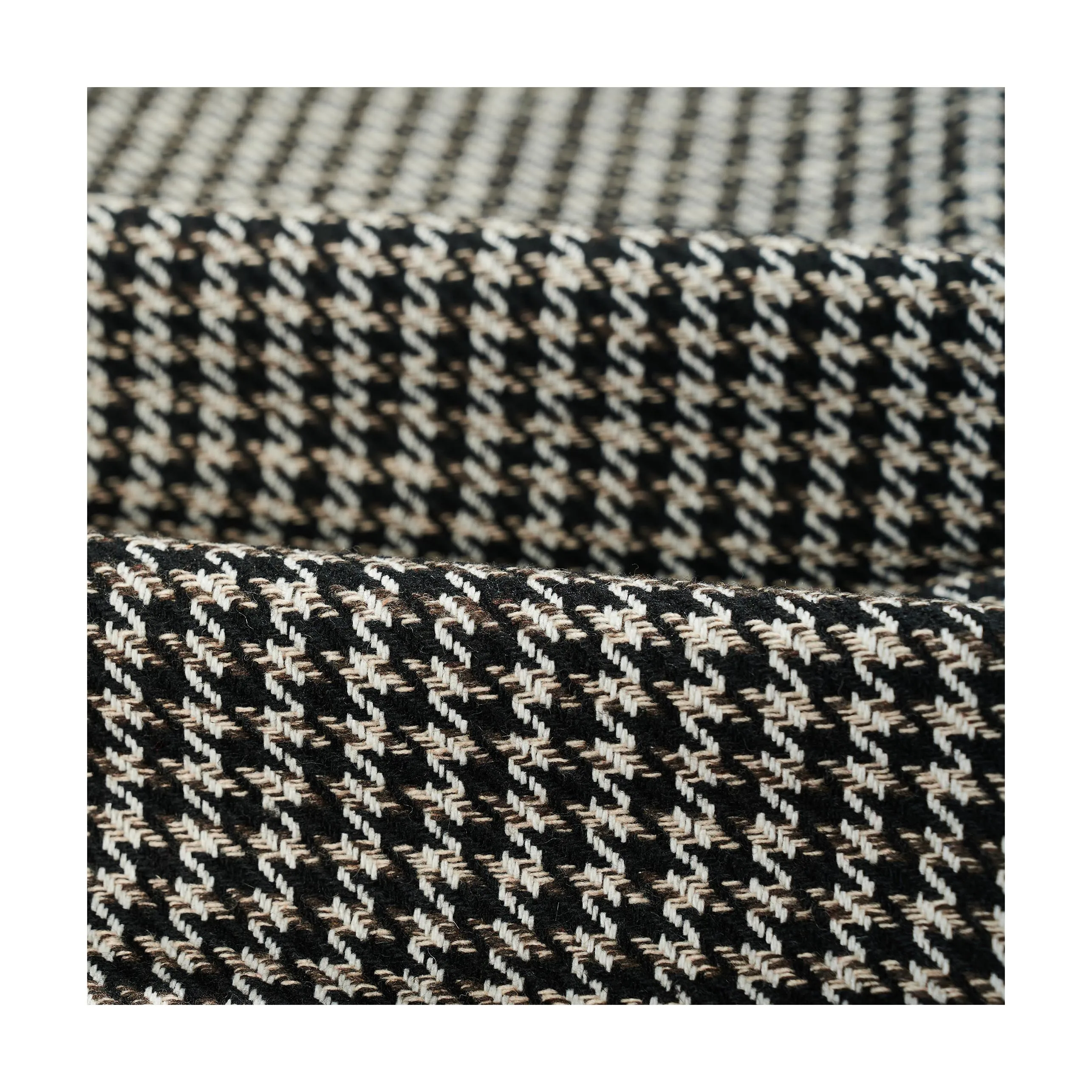 Wholesale Winter Houndstooth 50% Wool 50% polyester Wool Tweed Fabric For Women Coat