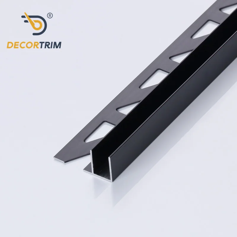 Prolink Metal Wholesales Factory YJ-457 Black Finish F Shape Tile Metal Aluminum Trim Strip Decorative Tile Trim
