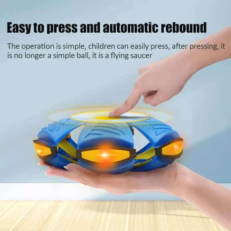 LED Flying Magic UFO Deformation Ball Multicolor Outdoor Beach Garden Game Flat Throwing Flying Ball UFO Toy Balls For Kids