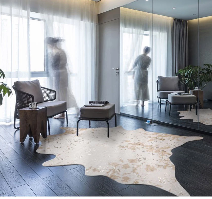 Роскошные моющиеся напольные покрытия Ins из натуральной воловьей кожи коврики и