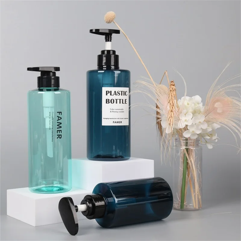 Plastic PET Cosmetic Lotion Packaging hand Wash Sanitizer Black Flip top cap Shampoo Bottle