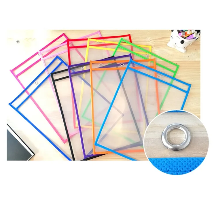 
Best Selling Teacher Supplies Colorful Transparent Custom PVC Material Dry Erase Pockets 