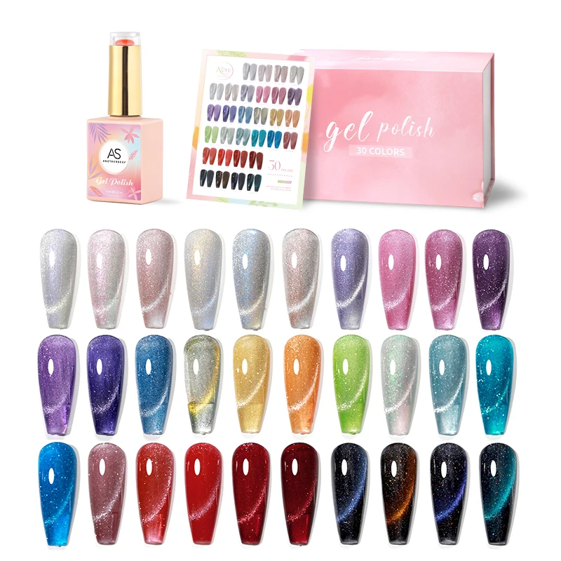Private Label 15ml Glitter Cat Eye Gel Nail Polish Holographic 9D Rainbow Magnetic Gel Reflective Chameleon Magnet Gel Polish