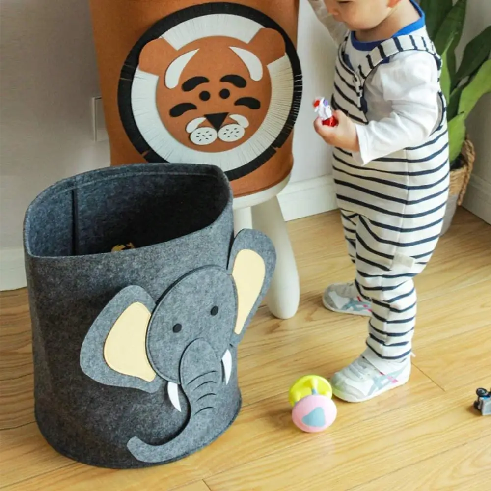 
Nursery Storage Bin Cute Felt Basket Toys Organizer Large Foldable Hamper for Home Closet Laundry 