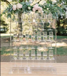 Factory Wholesale Supplies Clear Acrylic Champagne Wall Glass  Holder Display Stand  For Wedding Decoration