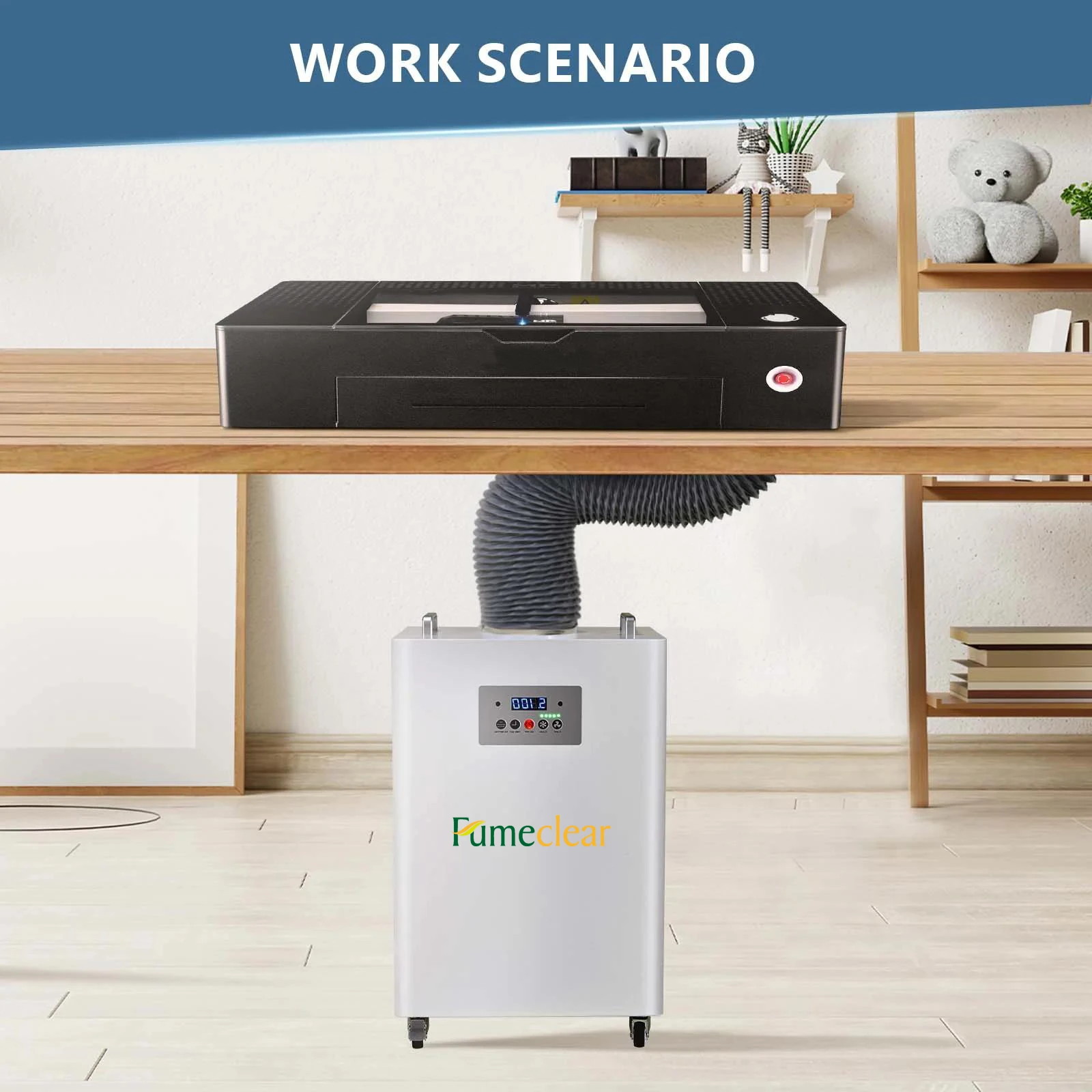 Portable CO2  fiber Laser Fume Extractor For Laser Cutter Marking Welding Engraver Cutting With 3 Stage hepa Filters