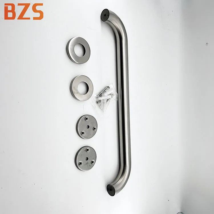 BZS-B064 Modern American Style Shower Grab Bar with Glass Handle Hot Selling for Bathroom Hotel Steel Metal Brushed Finish