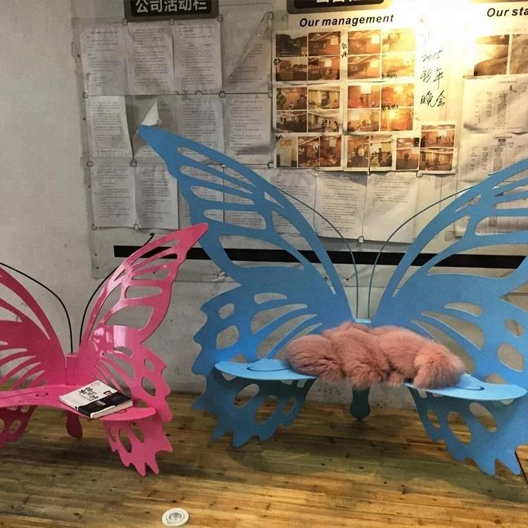 Modern metal art butterfly garden art chair statue home yard decoration outdoor display stainless steel sculpture for sale