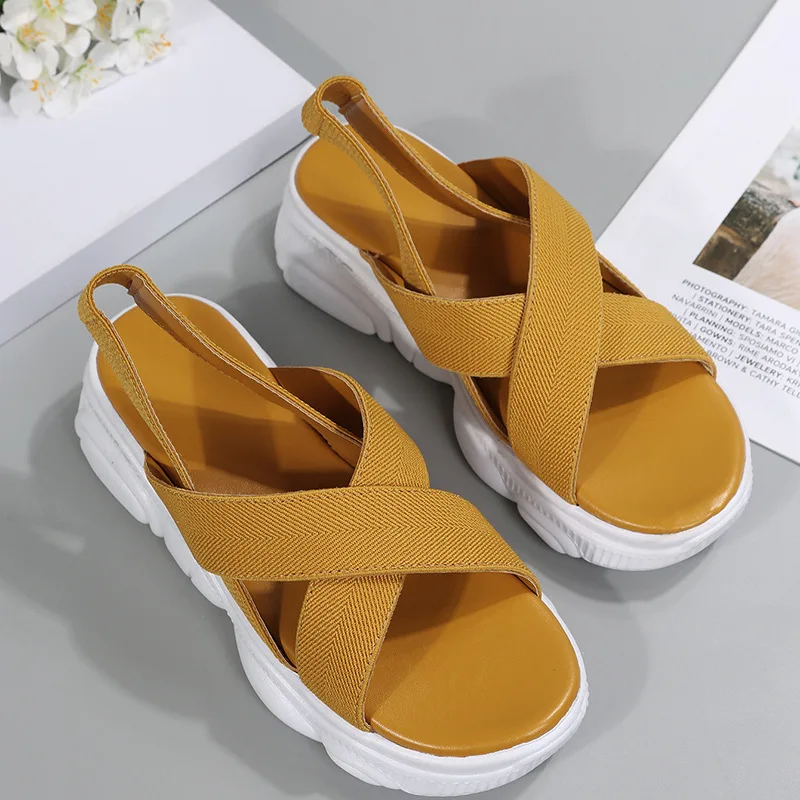 Luxury High Quality Casuay Wide Fit Woman Trendy Sporty New Design Platform Slide 2022 Flat Sandal