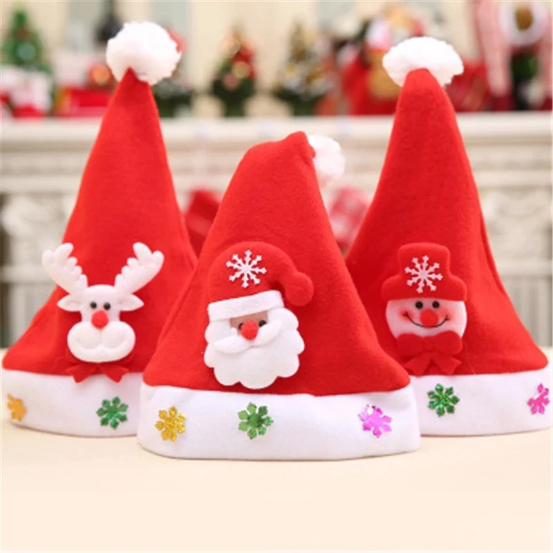 2020 Christmas Supplies Merry Christmas Decorated Felt Santa Claus Hat