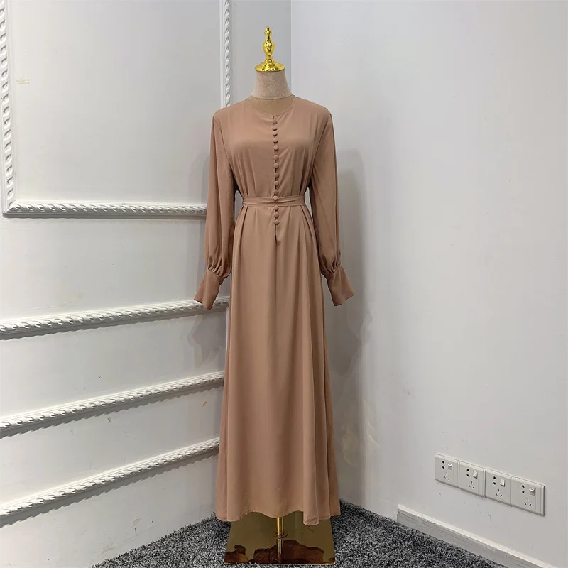 Excellent Pure Color Traditional Muslim Clothing Fabric Ladies Dubai Turkey Simple And Plain Islamic Clothing Muslim Dress