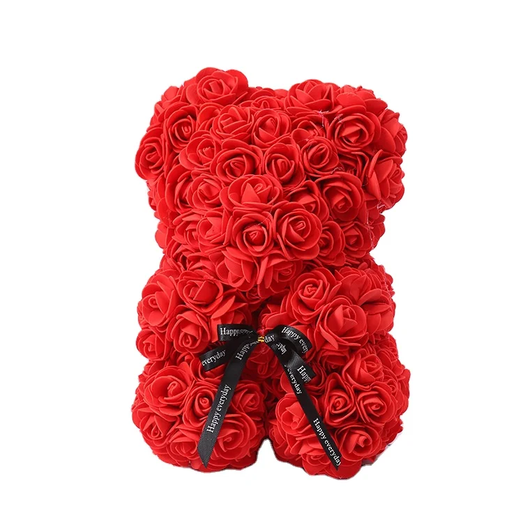 Custom handmade Bear Rose Lovely Teddy Bear Rose Decoration Flower Hot 25cm  Rose Bear For Valentine Gift